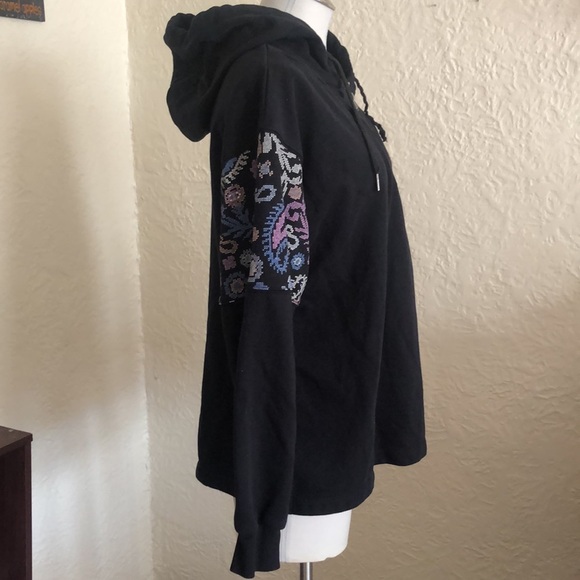 Champion Campus French Terry Oversized 1/4 Zip Paisley Black Hoodie Sweatshirt S - Picture 7 of 10